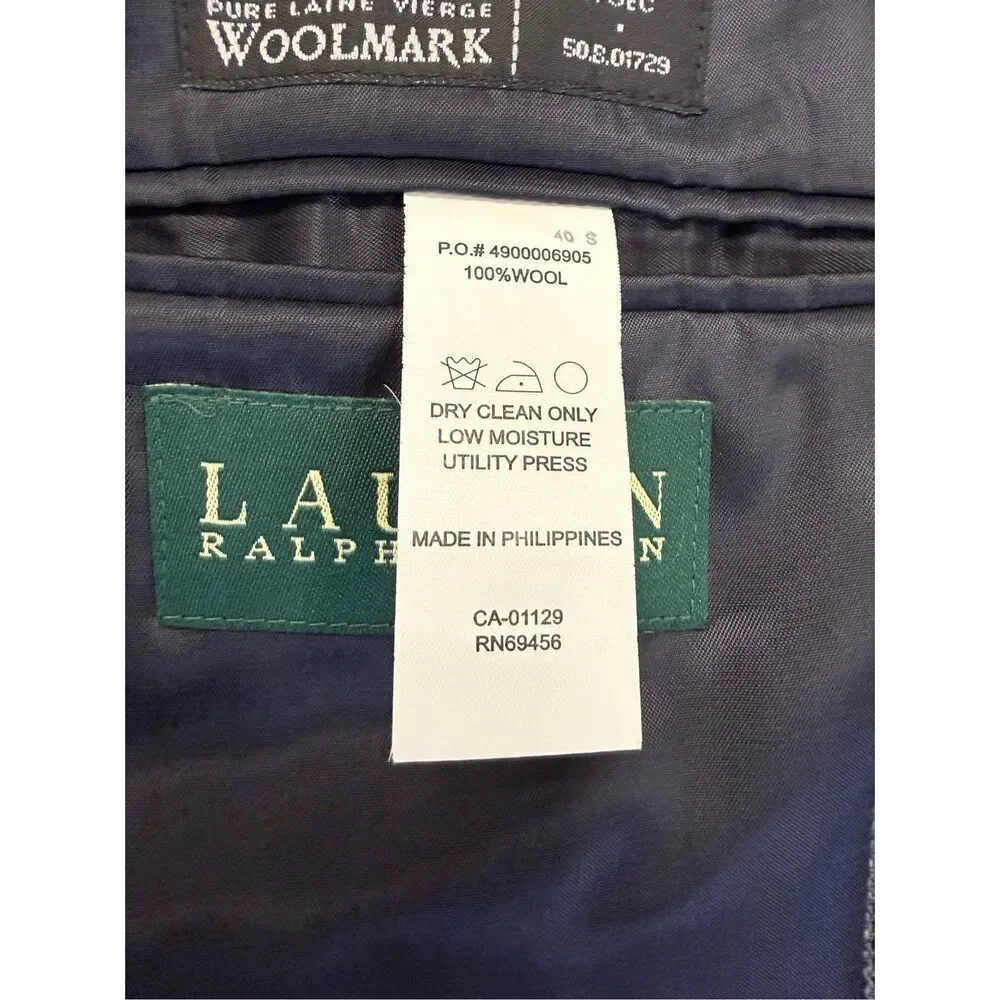 Lauren Ralph Lauren Men’s 40S Blue/Grey Wool 3 Button Blazer